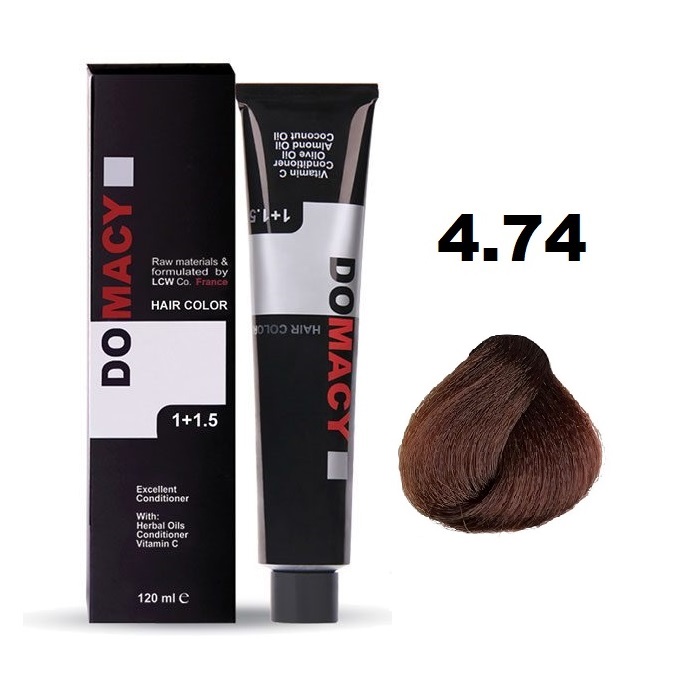 رنگ مو دوماسی شماره ۴.۷۴ قهوه ای فندقی متوسط