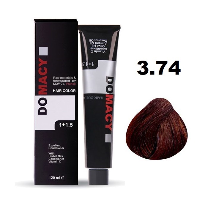 رنگ مو دوماسی شماره ۳.۷۴ قهوه ای فندقی تیره